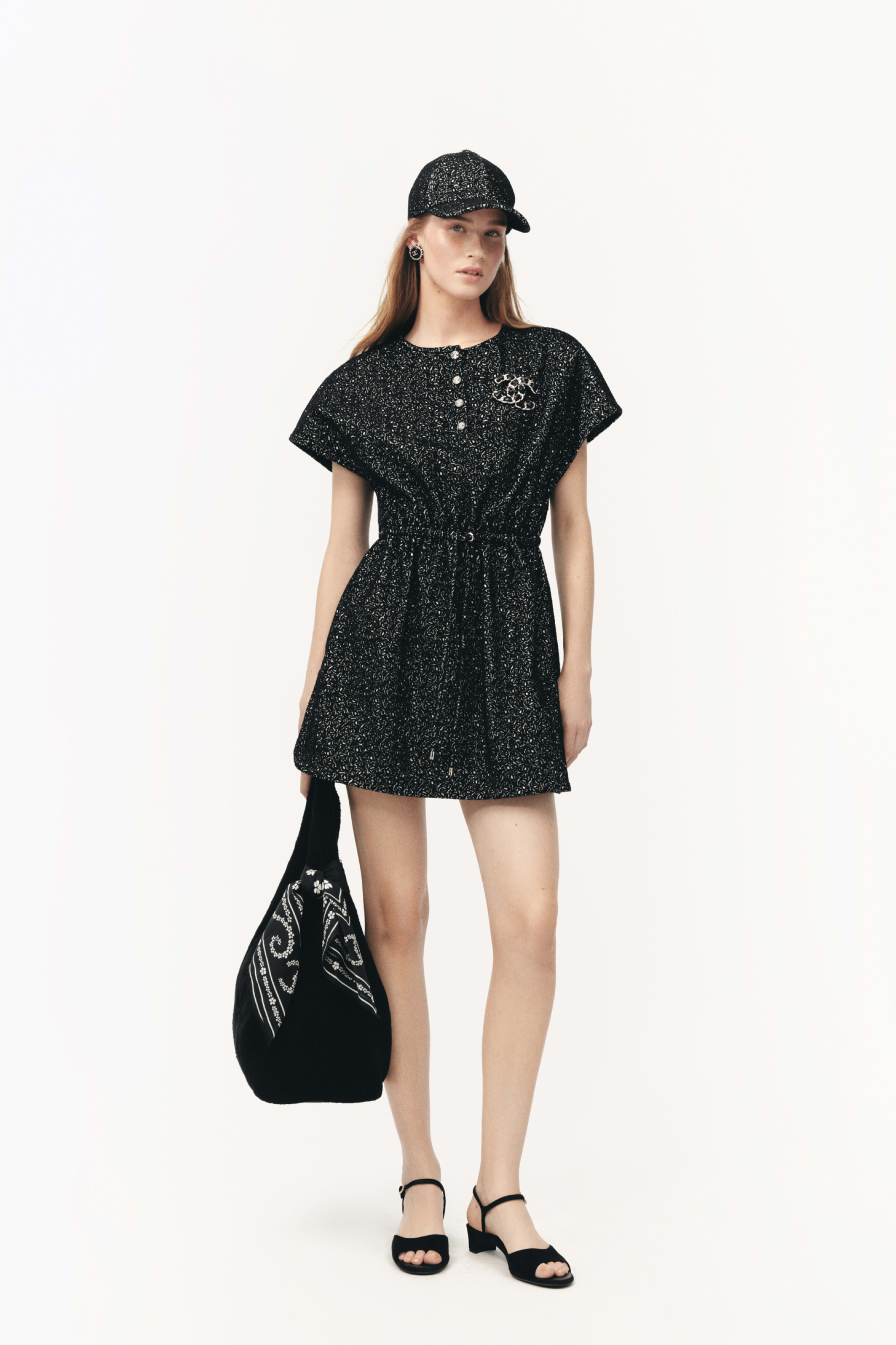Vestido - Negro y blanco - Algodón y mezcla de fibras - Vista por defecto